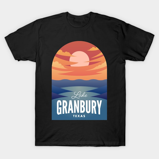 Lake Granbury TX Retro Sunset T-Shirt by HalpinDesign